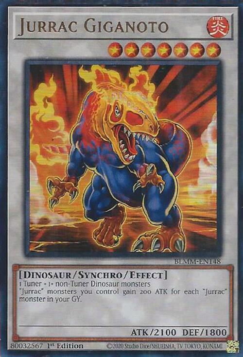 Jurrac Giganoto BLMM-EN148 card from Battles of Legend: Monster Mayhem