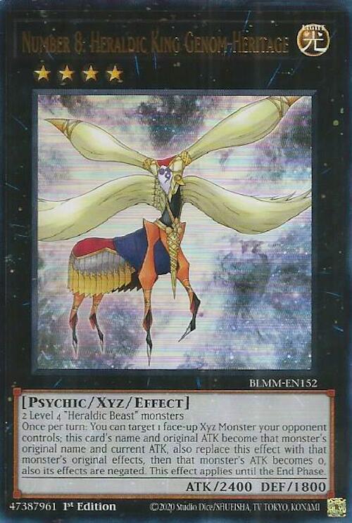 Number 8: Heraldic King Genom-Heritage BLMM-EN152 card from Battles of Legend: Monster Mayhem