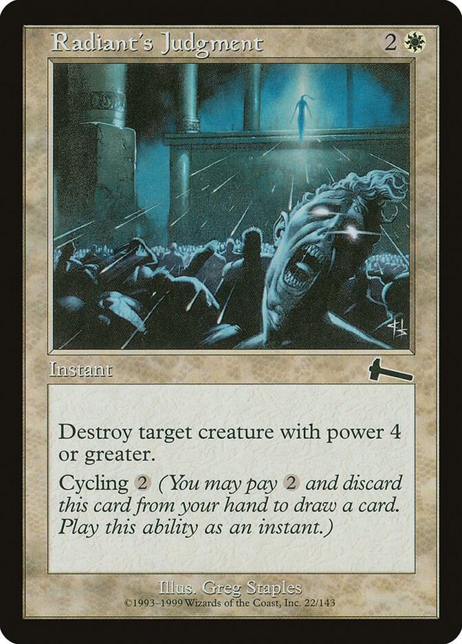 Radiant's Judgment 22 card from Urza's Legacy