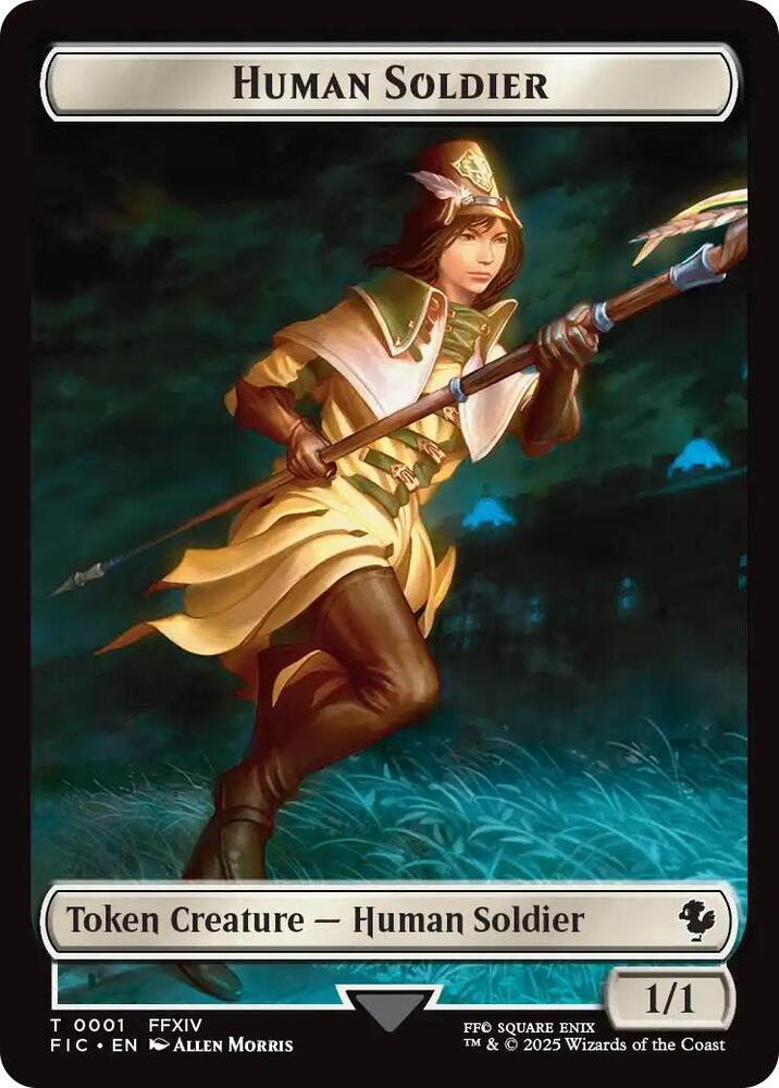 Human Soldier // Hero Double-Sided Token (Surge Foil) 1 // 32 card from Commander: FINAL FANTASY
