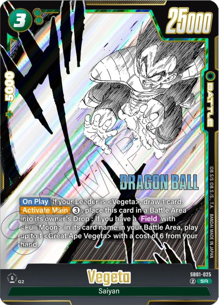 Vegeta SB01-025 card from Manga Booster 01