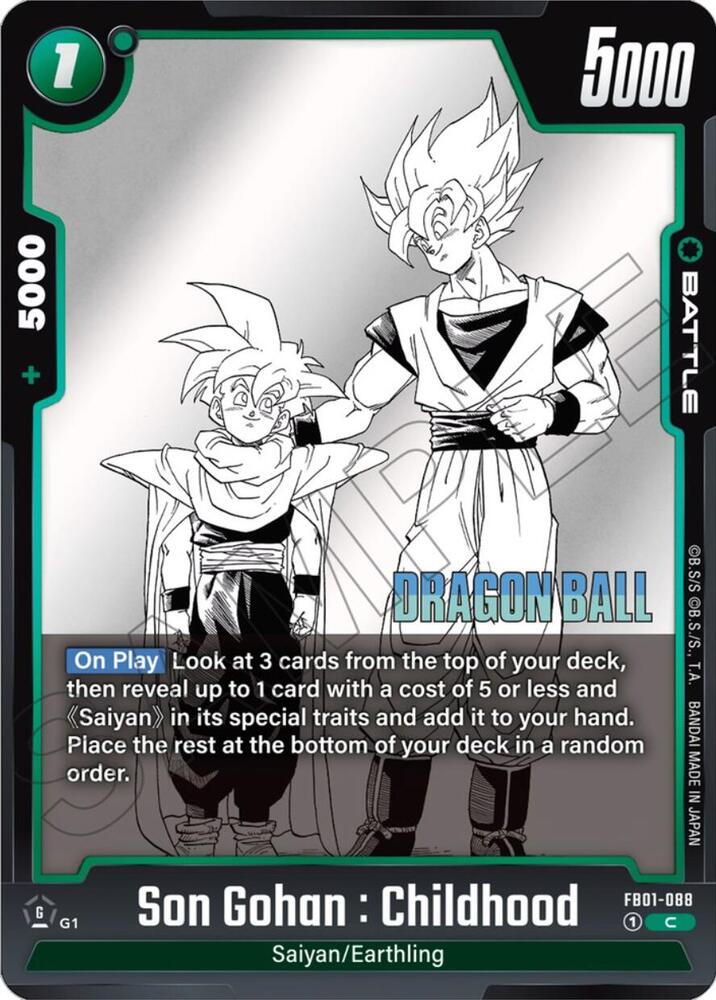 Son Gohan : Childhood FB01-088 card from Manga Booster 01