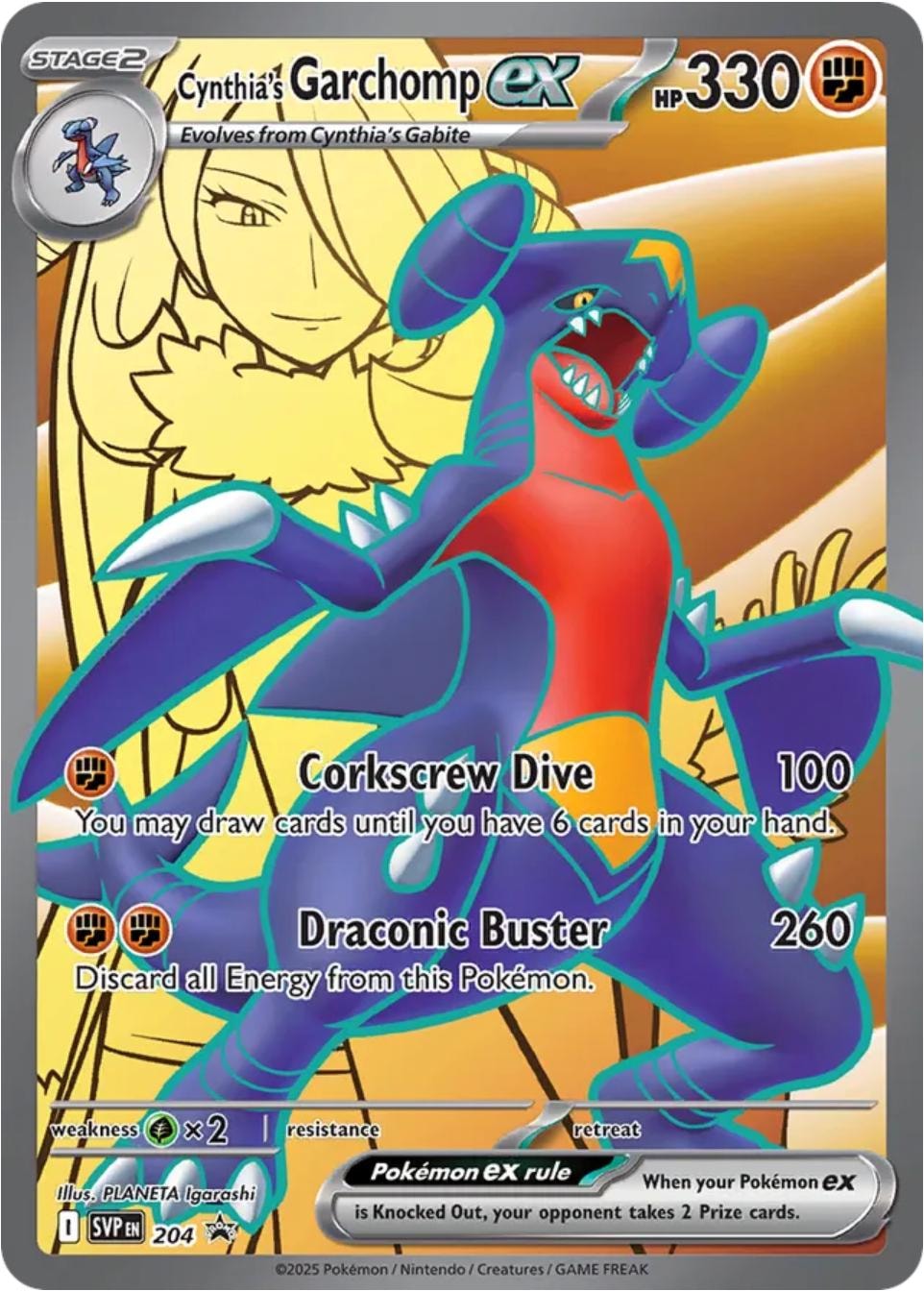 Cynthia's Garchomp ex 204 card from SV: Scarlet & Violet Promo Cards