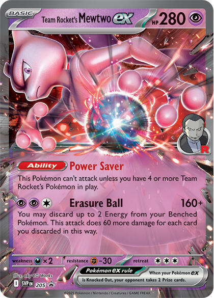 Team Rocket's Mewtwo ex 205 card from SV: Scarlet & Violet Promo Cards