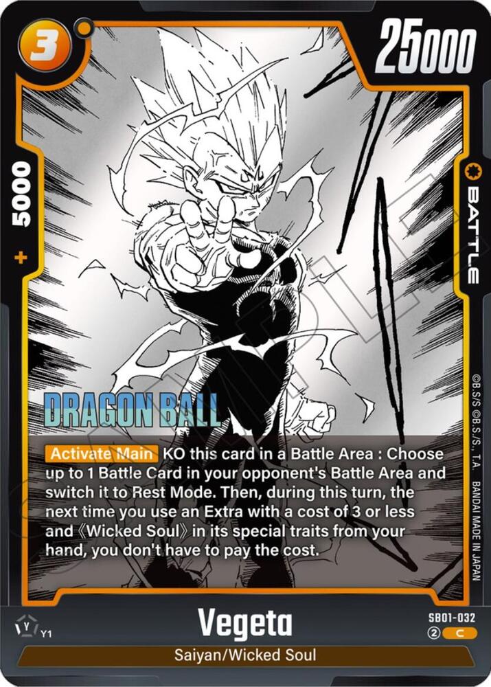 Vegeta SB01-032 card from Manga Booster 01