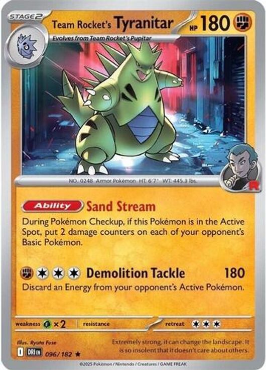 Team Rocket's Tyranitar 096/182 card from Deck Exclusives