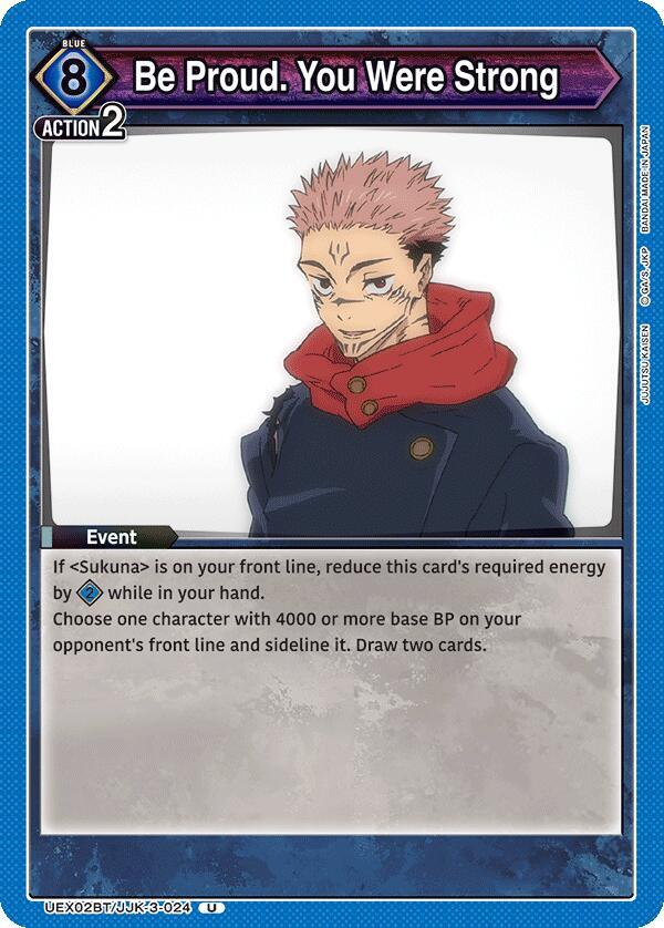 Be Proud. You Were Strong UEX02BT/JJK-3-024 card from UEX02BT: Jujutsu Kaisen Vol.2