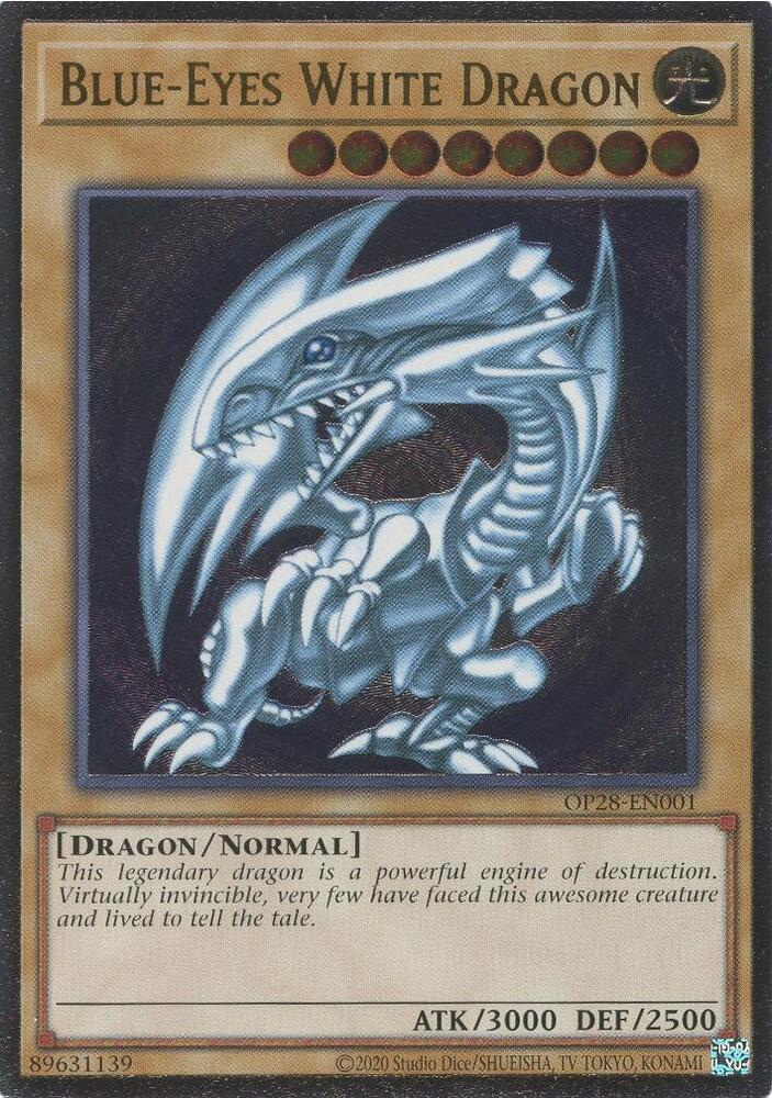 Blue-Eyes White Dragon OP28-EN001 card from OTS Tournament Pack 28