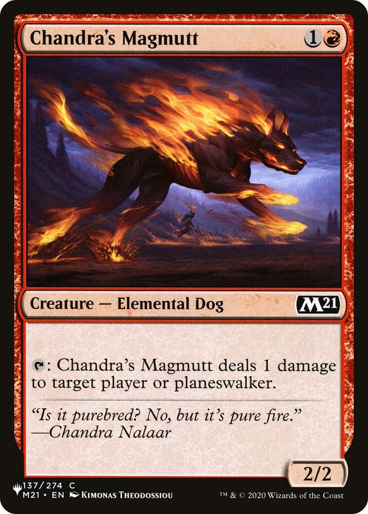 Chandra's Magmutt 137/274 card from The List Reprints
