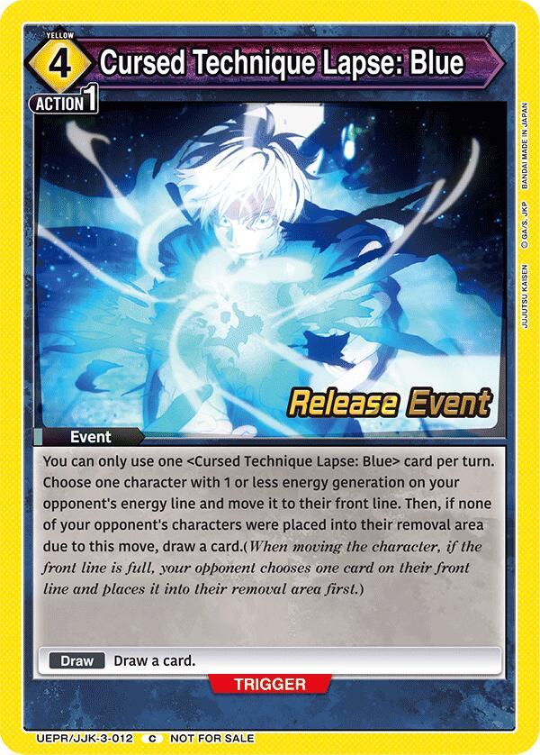 Cursed Technique Lapse: Blue UEPR/JJK-3-012 card from UEX02BT: Jujutsu Kaisen Vol.2 Release Event Cards