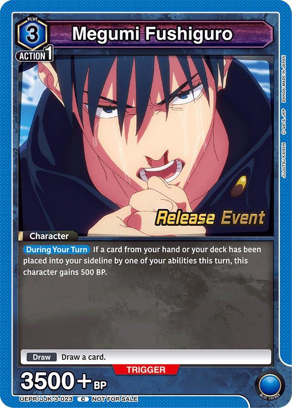 Megumi Fushiguro UEPR/JJK-3-023 card from UEX02BT: Jujutsu Kaisen Vol.2 Release Event Cards