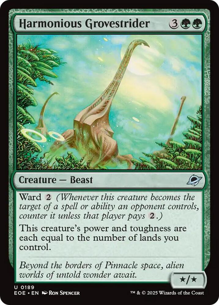 Harmonious Grovestrider 189 card from Edge of Eternities