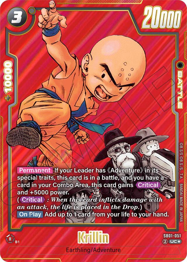 Krillin (Alternate Art) SB01-051 card from Manga Booster 01