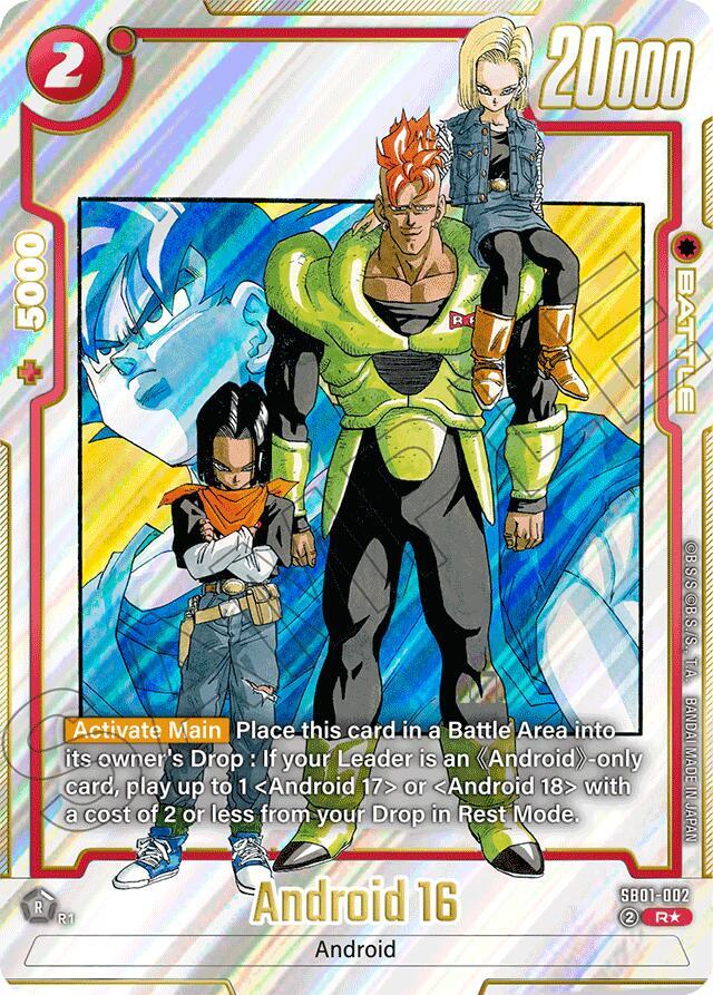Android 16 (Alternate Art) SB01-002 card from Manga Booster 01