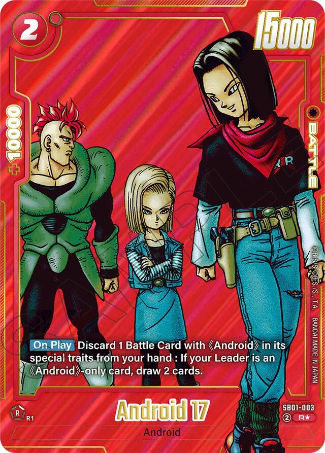 Android 17 (Alternate Art) SB01-003 card from Manga Booster 01