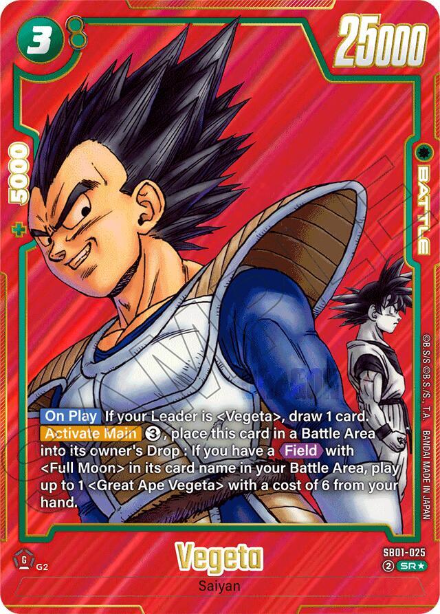 Vegeta (Alternate Art) SB01-025 card from Manga Booster 01