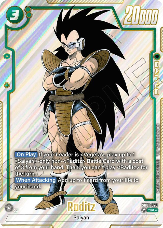 Raditz (Alternate Art) SB01-026 card from Manga Booster 01