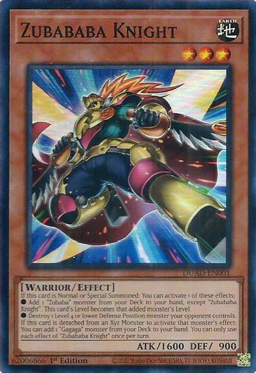 Zubababa Knight DUAD-EN001 card from Duelist's Advance