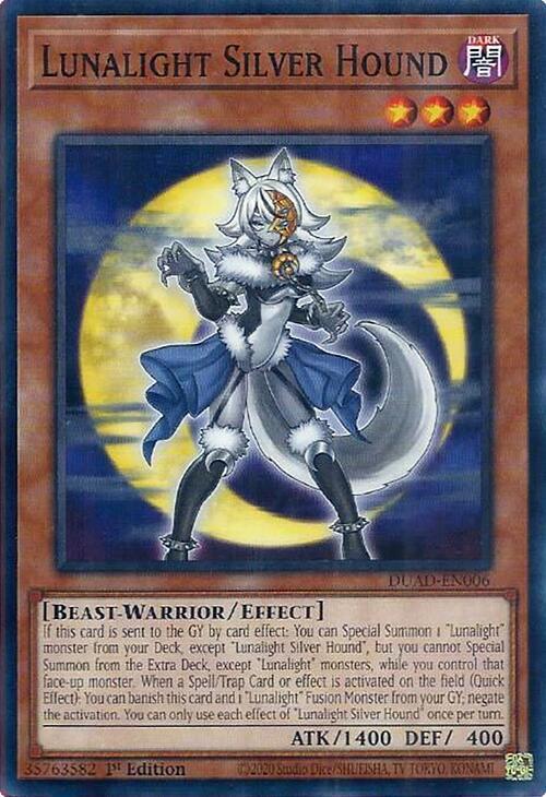 Lunalight Silver Hound DUAD-EN006 card from Duelist's Advance