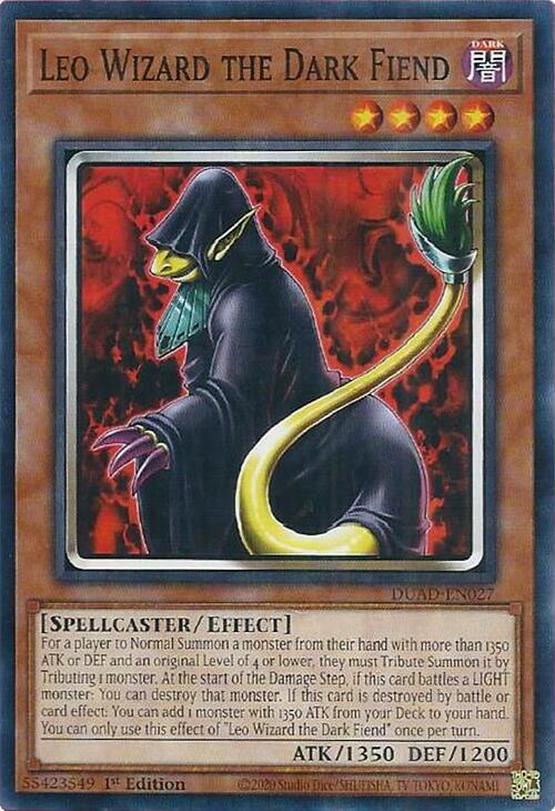 Leo Wizard the Dark Fiend DUAD-EN027 card from Duelist's Advance