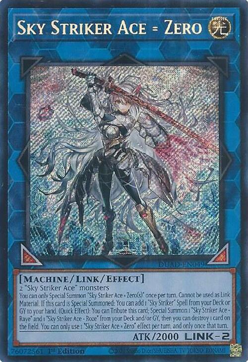 Sky Striker Ace = Zero DUAD-EN049 card from Duelist's Advance