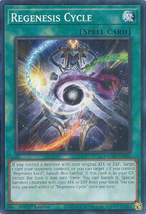 Regenesis Cycle DUAD-EN063 card from Duelist's Advance