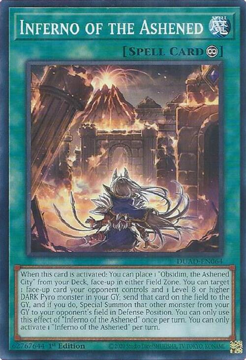 Inferno of the Ashened DUAD-EN064 card from Duelist's Advance