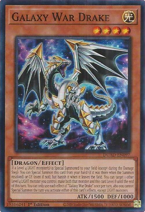 Galaxy War Drake DUAD-EN097 card from Duelist's Advance