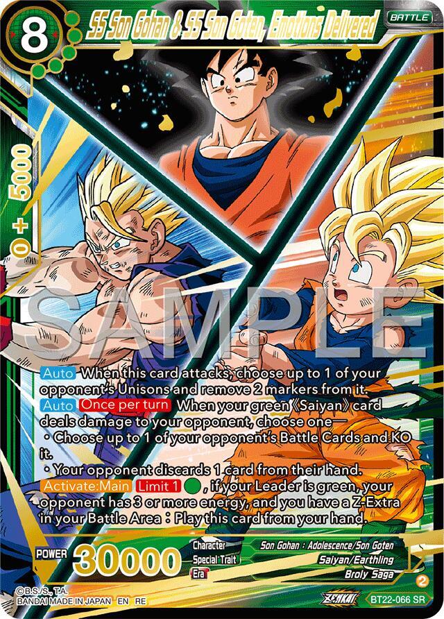 SS Son Gohan & SS Son Goten, Emotions Delivered (Reprint) BT22-066 card from Expansion Deck Box Set 25: Premium Anniversary Box 2025