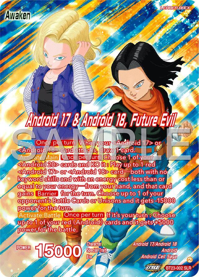 Android 17 & Android 18 // Android 17 & Android 18, Future Evil BT23-002 card from Expansion Deck Box Set 25: Premium Anniversary Box 2025