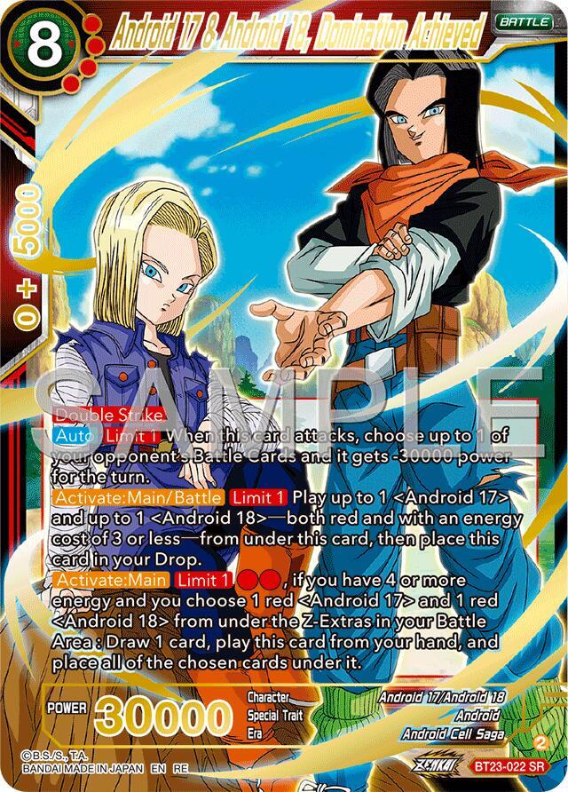 Android 17 & Android 18, Domination Achieved (Reprint) BT23-022 card from Expansion Deck Box Set 25: Premium Anniversary Box 2025