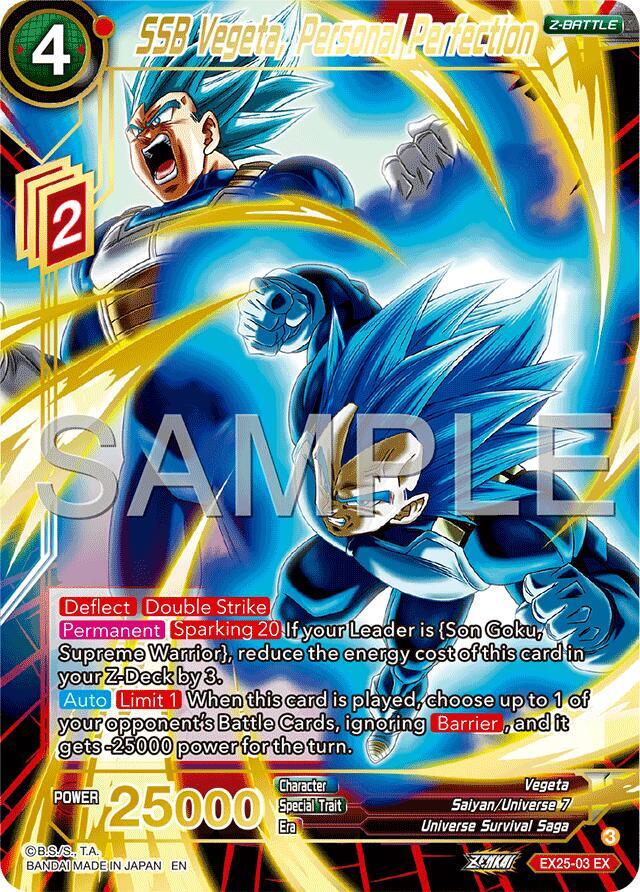 SSB Vegeta, Personal Perfection EX25-03 card from Expansion Deck Box Set 25: Premium Anniversary Box 2025