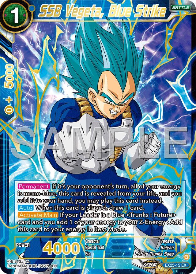 SSB Vegeta, Blue Strike EX25-15 card from Expansion Deck Box Set 25: Premium Anniversary Box 2025