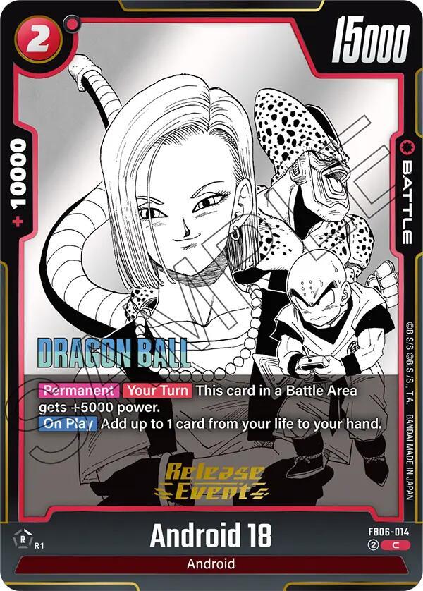 Android 18 FB06-014 card from Manga Booster 01 Release Event Cards