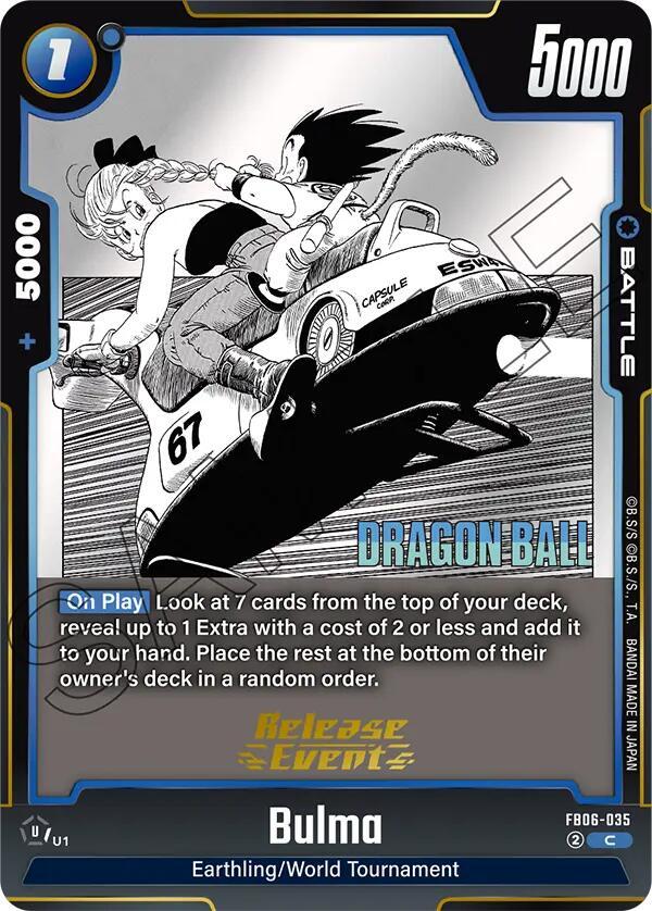 Bulma FB06-035 card from Manga Booster 01 Release Event Cards