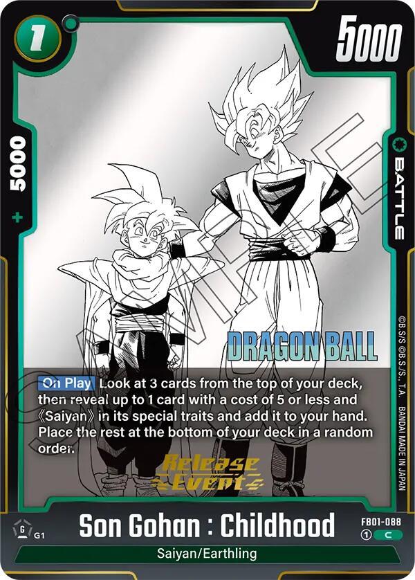 Son Gohan : Childhood FB01-088 card from Manga Booster 01 Release Event Cards