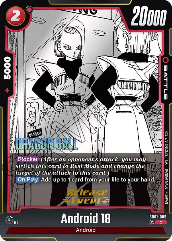 Android 18 SB01-005 card from Manga Booster 01 Release Event Cards