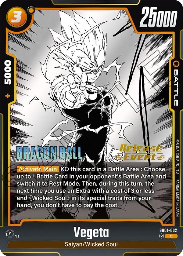 Vegeta SB01-032 card from Manga Booster 01 Release Event Cards