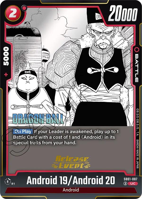 Android 19/Android 20 SB01-007 card from Manga Booster 01 Release Event Cards
