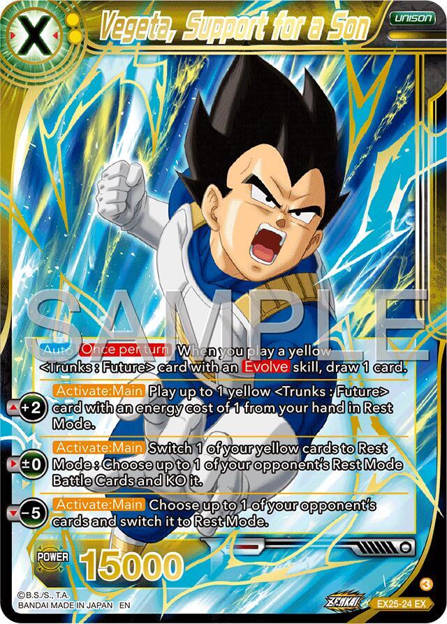 Vegeta, Support for a Son EX25-24 card from Expansion Deck Box Set 25: Premium Anniversary Box 2025