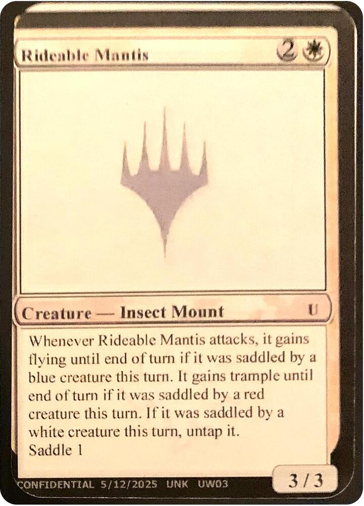Rideable Mantis card from Un-Known Event Playtest Cards