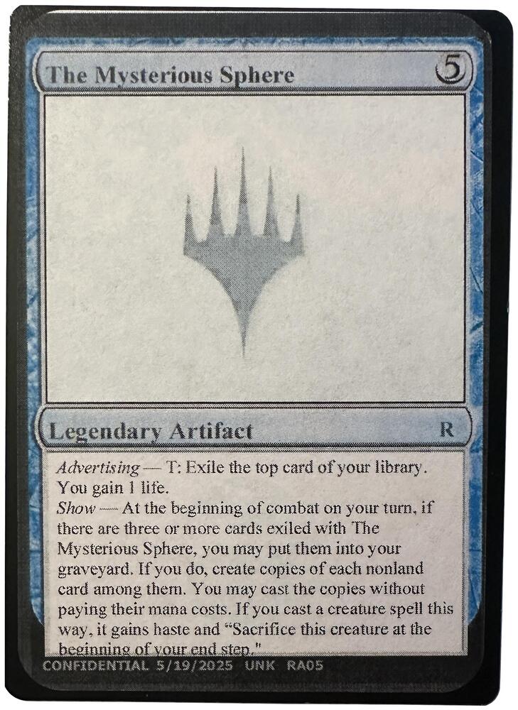 The Mysterious Sphere card from Un-Known Event Playtest Cards
