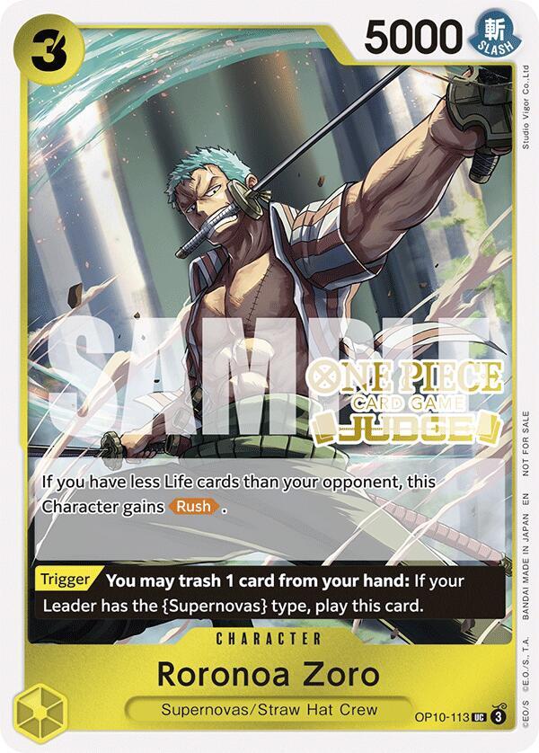 Roronoa Zoro (Judge Pack Vol. 6) OP10-113 card from One Piece Promotion Cards