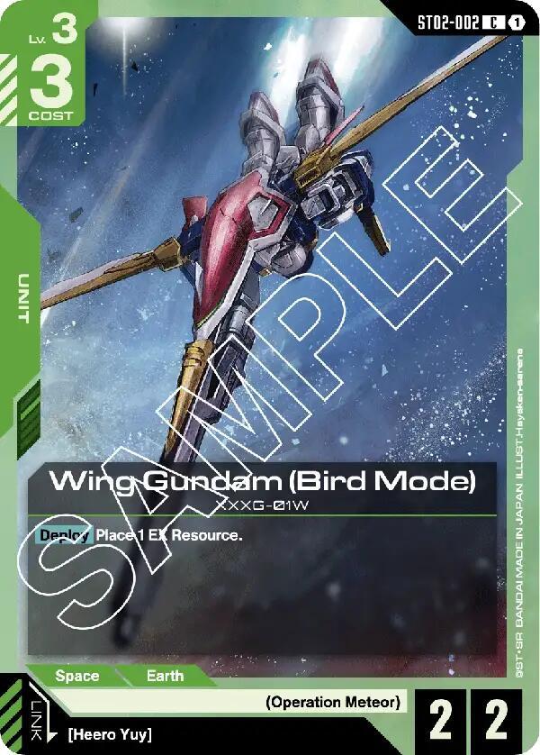 Wing Gundam (Bird Mode) ST02-002 card from Starter Deck 02: Wings of Advance