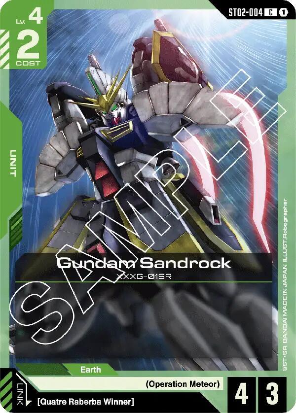 Gundam Sandrock ST02-004 card from Starter Deck 02: Wings of Advance