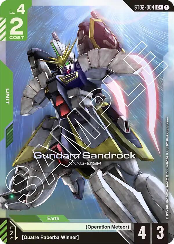 Gundam Sandrock (C+) ST02-004 card from Starter Deck 02: Wings of Advance