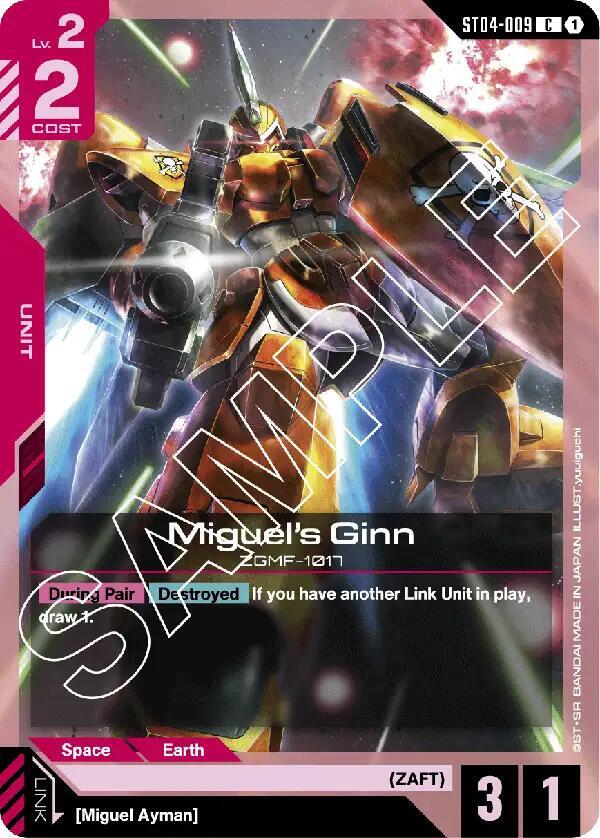 Miguel's Ginn ST04-009 card from Starter Deck 04: SEED Strike