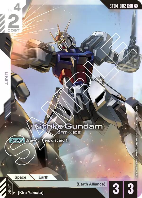Strike Gundam (C+) ST04-002 card from Starter Deck 04: SEED Strike