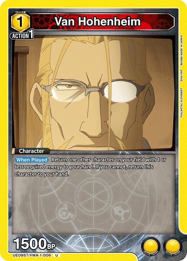 Van Hohenheim UE09ST/FMA-1-006 card from UE09ST: FULLMETAL ALCHEMIST Starter Deck