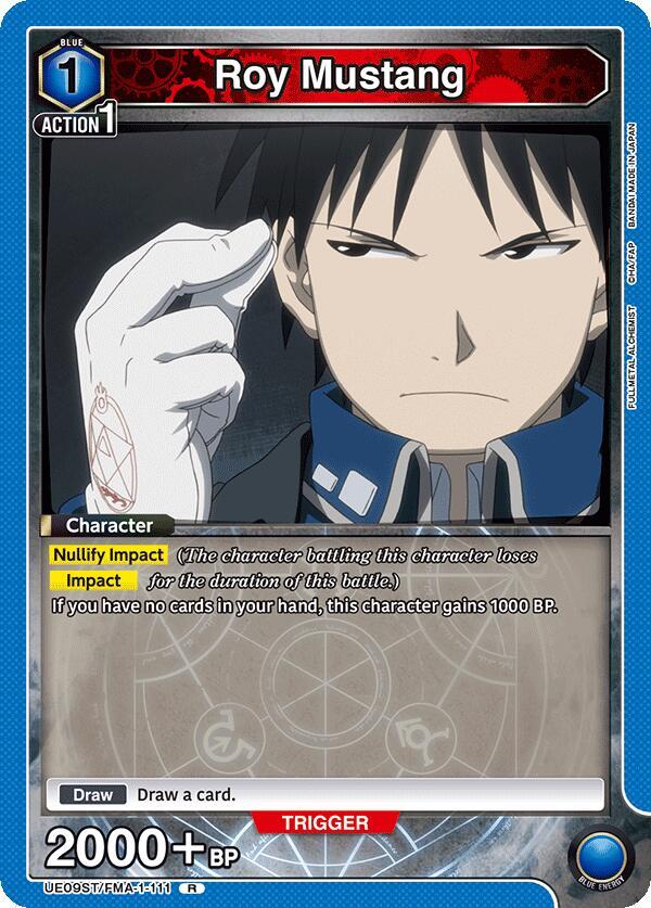 Roy Mustang UE09ST/FMA-1-111 card from UE09ST: FULLMETAL ALCHEMIST Starter Deck